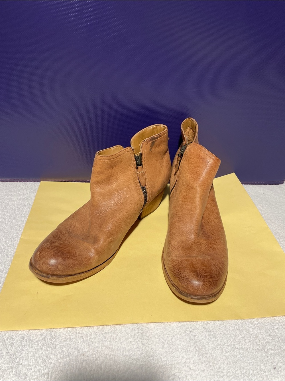 Clarks Brown Leather Ankle Booties with Side Zip
